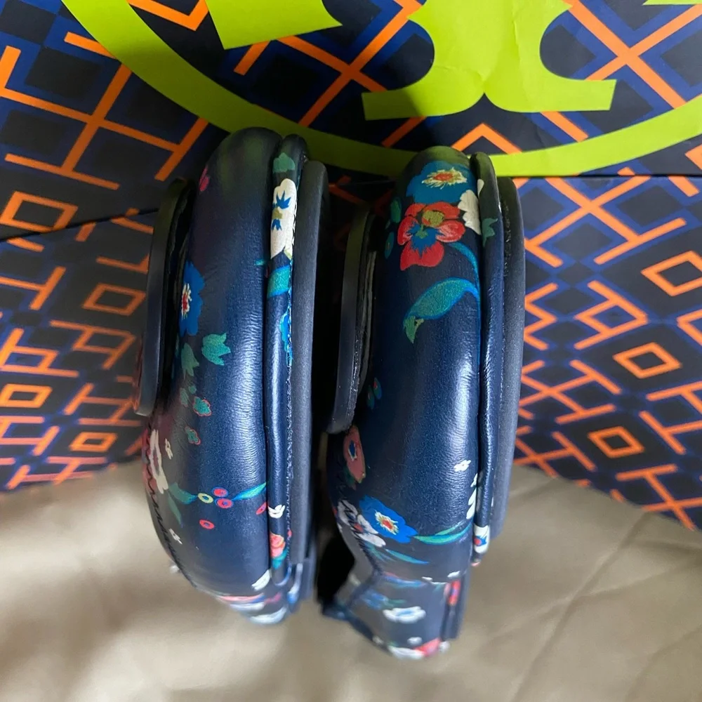 Tory Burch Minnie Blue Travel Ballet Pansy Bouquet Flats size 9 - Picture 3 of 10